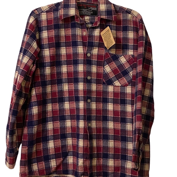 CNI Outdoors Classic Washed Flannel, NWT, Red White Blue  100% Cotton Medium - Picture 1 of 7